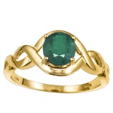 1.15 CT EMERALD 10KT SOLID YELLOW GOLD RING