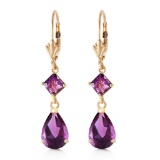 4.5 CTW 14K Solid Gold Beaute Amethyst Earrings