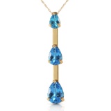 1.71 Carat 14K Solid Gold First Light Blue Topaz Necklace