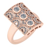 Certified 0.58 Ctw Diamond VS/SI1 Antique Styles 18K Rose Gold Band Ring Made In USA