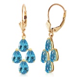 4.5 CTW 14K Solid Gold First Love Blue Topaz Earrings