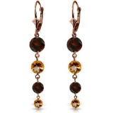 7.8 Carat 14K Solid Rose Gold Chandelier Garnet Citrine Earrings