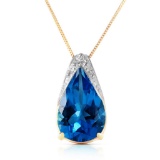 6 Carat 14K Solid Gold Lacuna Blue Topaz Necklace