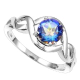 0.92 CT OCEANIC BLUE MYSTICS QUARTZ 10KT SOLID WHITE GOLD RING