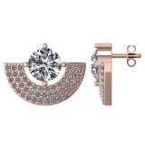 Certified 2.00 CTW Round Diamond 14K Rose Gold Earring