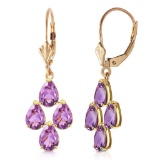 3 Carat 14K Solid Rose Gold pearll Amethyst Leverback Earrings