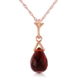 2.5 Carat 14K Solid Rose Gold Necklace Briolette Garnet