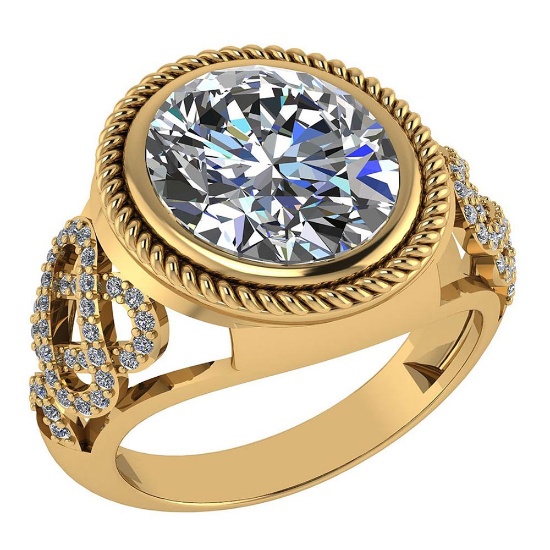 Certified 3.86 Ctw Diamond VS/I1 Ring For 14K Yellow Gold