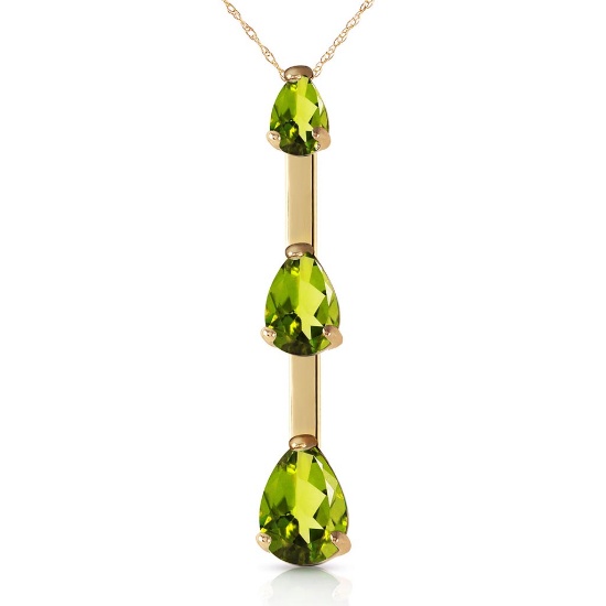 1.71 Carat 14K Solid Gold Earths Answer Peridot Necklace