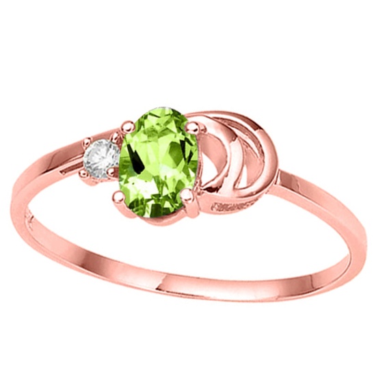 0.55 CT PERIDOT AND ACCENT DIAMOND 0.01 CT 10KT SOLID RED GOLD RING