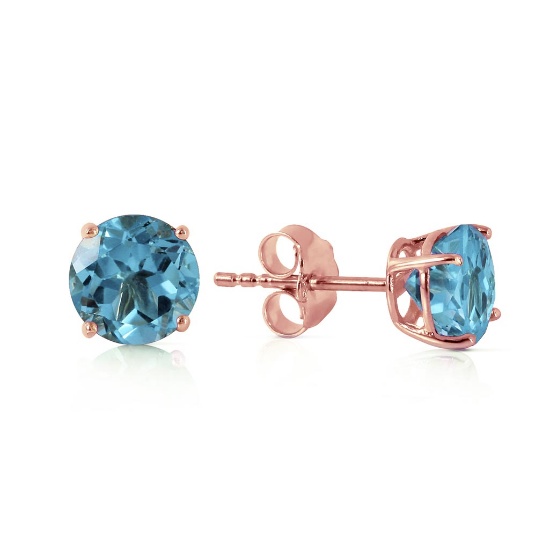 0.95 CTW 14K Solid Rose Gold Petite Blue Topaz Stud Earrings
