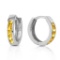 0.7 CTW 14K Solid White Gold Hoop Huggie Earrings Citrine