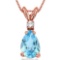 0.85 CARAT SKY BLUE TOPAZ & 0.01 CTW DIAMOND 14KT SOLID RED GOLD PENDANT