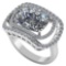 Certified 2.10 CTW Round and Cut Diamond 14K White Gold Ring