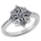 Certified .80 CTW Round and Princess Cut Diamond 14K White Gold Ring