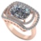 Certified 2.10 CTW Round and Cut Diamond 14K Rose Gold Ring
