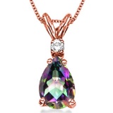 0.68 CARAT RAINBOW MYSTIC QUARTZ & 0.01 CTW DIAMOND 14KT SOLID RED GOLD PENDANT