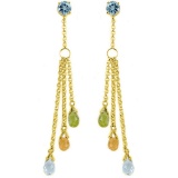 5.75 CTW 14K Solid Gold Chandelier Earrings Blue Topaz Citrine