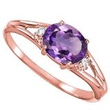 0.44 CARAT AMETHYST & 0.02 CTW DIAMOND 10KT SOLID RED GOLD RING