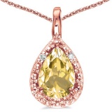 0.38 CARAT CITRINE & 0.01 CTW DIAMOND 14KT SOLID RED GOLD PENDANT