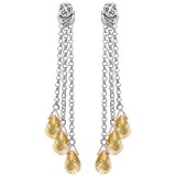 14K Solid White Gold Chandelier Earrings withDiamonds & Citrines