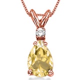 0.62 CARAT CITRINE & 0.01 CTW DIAMOND 14KT SOLID RED GOLD PENDANT