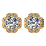 Certified .99 Ctw Diamond 14k Yellow Gold Halo Stud Earring VS-SI1