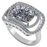 Certified 2.10 CTW Round and Cut Diamond 14K White Gold Ring