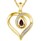 0.47 CARAT GARNET & CZ 14KT SOLID YELLOW GOLD PENDANT