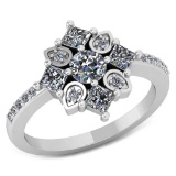 Certified .80 CTW Round and Princess Cut Diamond 14K White Gold Ring