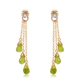 14K Solid Rose Gold Chandelier Earrings withDiamonds & Peridots