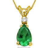 0.7 CARAT EMERALD & 0.01 CTW DIAMOND 14KT SOLID YELLOW GOLD PENDANT