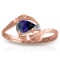 0.51 Carat 14K Solid Rose Gold Waves Sapphire Diamond Ring