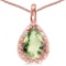 0.4 CARAT GREEN AMETHYST & 0.01 CTW DIAMOND 14KT SOLID RED GOLD PENDANT