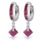 3.7 Carat 14K Solid White Gold Hoop Earrings Dangling Ruby