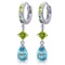 5.37 CTW 14K Solid White Gold Huggie Earrings Peridot Blue Topaz