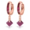 3.7 Carat 14K Solid Rose Gold Hoop Earrings Dangling Ruby