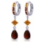 5.15 Carat 14K Solid White Gold Huggie Earrings Dangling Garnet Citrine