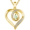 0.36 CARAT GREEN AMETHYST & CZ 14KT SOLID YELLOW GOLD PENDANT