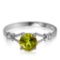 0.87 CTW 14K Solid White Gold Mozart Music Peridot Diamond Ring