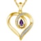 0.4 CARAT AMETHYST & CZ 14KT SOLID YELLOW GOLD PENDANT