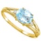 0.48 CARAT SKY BLUE TOPAZ & 0.02 CTW DIAMOND 10KT SOLID YELLOW GOLD RING