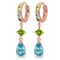 5.37 CTW 14K Solid Rose Gold Huggie Earrings Peridot Blue Topaz