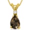 0.72 CARAT SMOKEY QUARTZ & 0.01 CTW DIAMOND 14KT SOLID YELLOW GOLD PENDANT