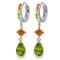 5.15 Carat 14K Solid White Gold Huggie Earrings Dangling Peridot Citrine