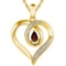 0.47 CARAT GARNET & CZ 14KT SOLID YELLOW GOLD PENDANT