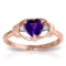 0.96 Carat 14K Solid Rose Gold Glory Amethyst Diamond Ring