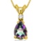 0.68 CARAT RAINBOW MYSTIC QUARTZ & 0.01 CTW DIAMOND 14KT SOLID YELLOW GOLD PENDANT