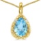 0.51 CARAT SKY BLUE TOPAZ & 0.01 CTW DIAMOND 14KT SOLID YELLOW GOLD PENDANT