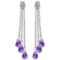 14K Solid White Gold Chandelier Earrings withDiamonds & Amethysts